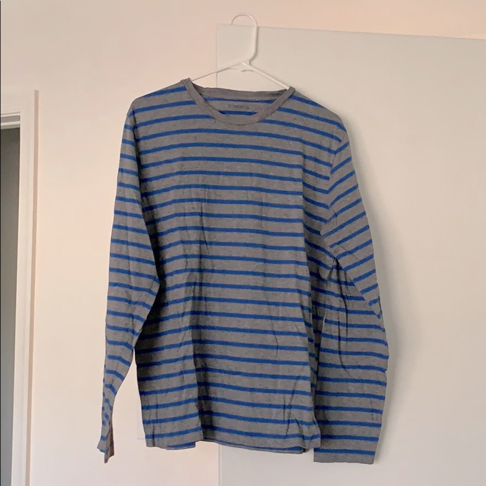 Bonobos Gray with blue stripes long sleeve t-shirt